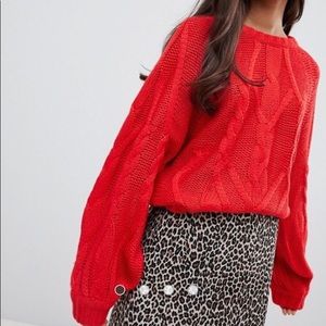Asos Brave Soul macramé chunky cable knit sweater